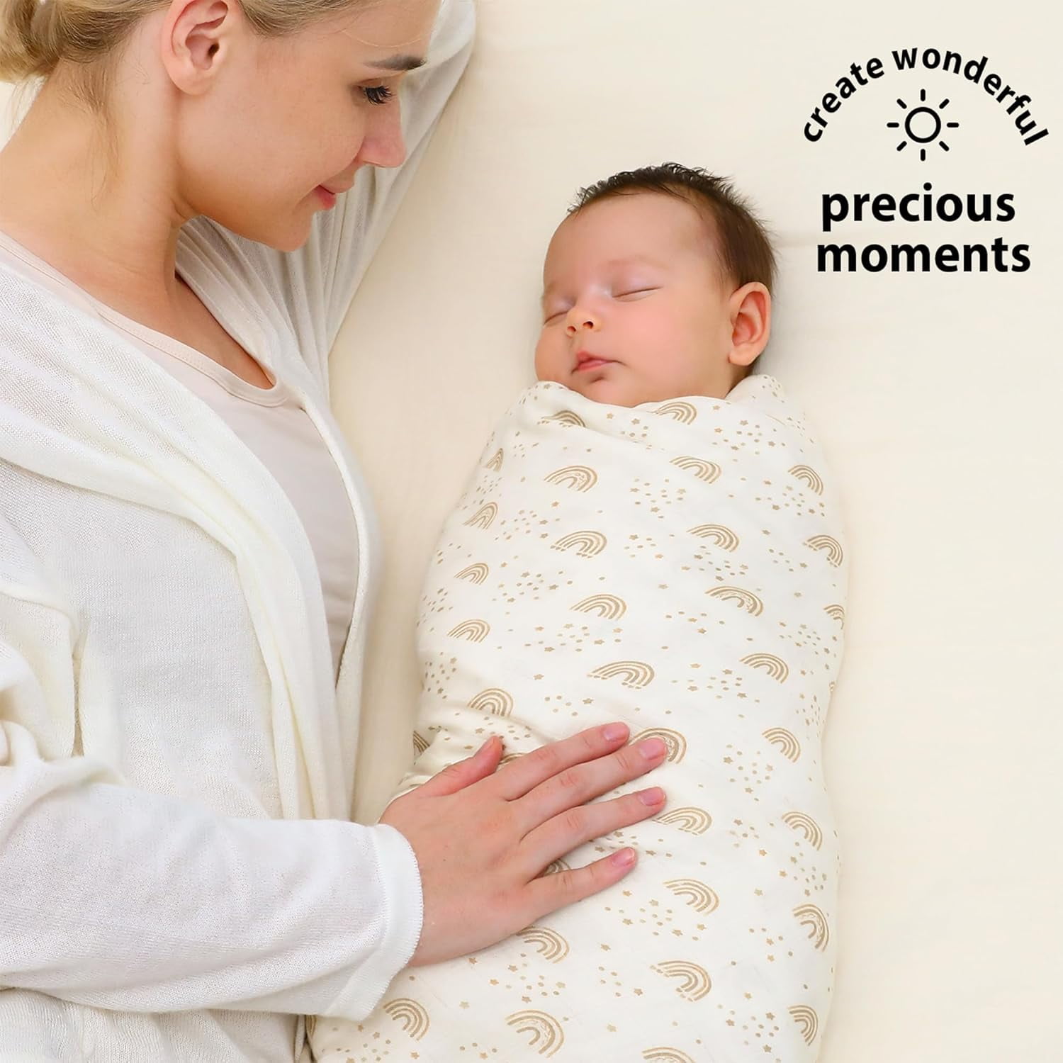 Yoofoss Muslin Swaddle Blankets, Organic Baby Blankets, 47 x 47 Inches Receiving Blanket 4-Pack for Baby Boys and Girls, Baby Essentials for Newborns Soft Breathable Coffee & Brown