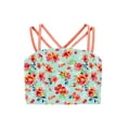 thumbnail image 3 of Yruioon Girls Double Straps Crop Tank Top Vest Tropical Print Swim Top Bikini Tankini Tops Swimsuit Orange 14, 3 of 5