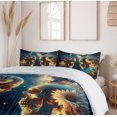 thumbnail image 2 of Ambesonne Trippy Duvet Cover Set, Goth Romance Lovers Space, Queen, Sea Blue Dark Yellow, 2 of 5