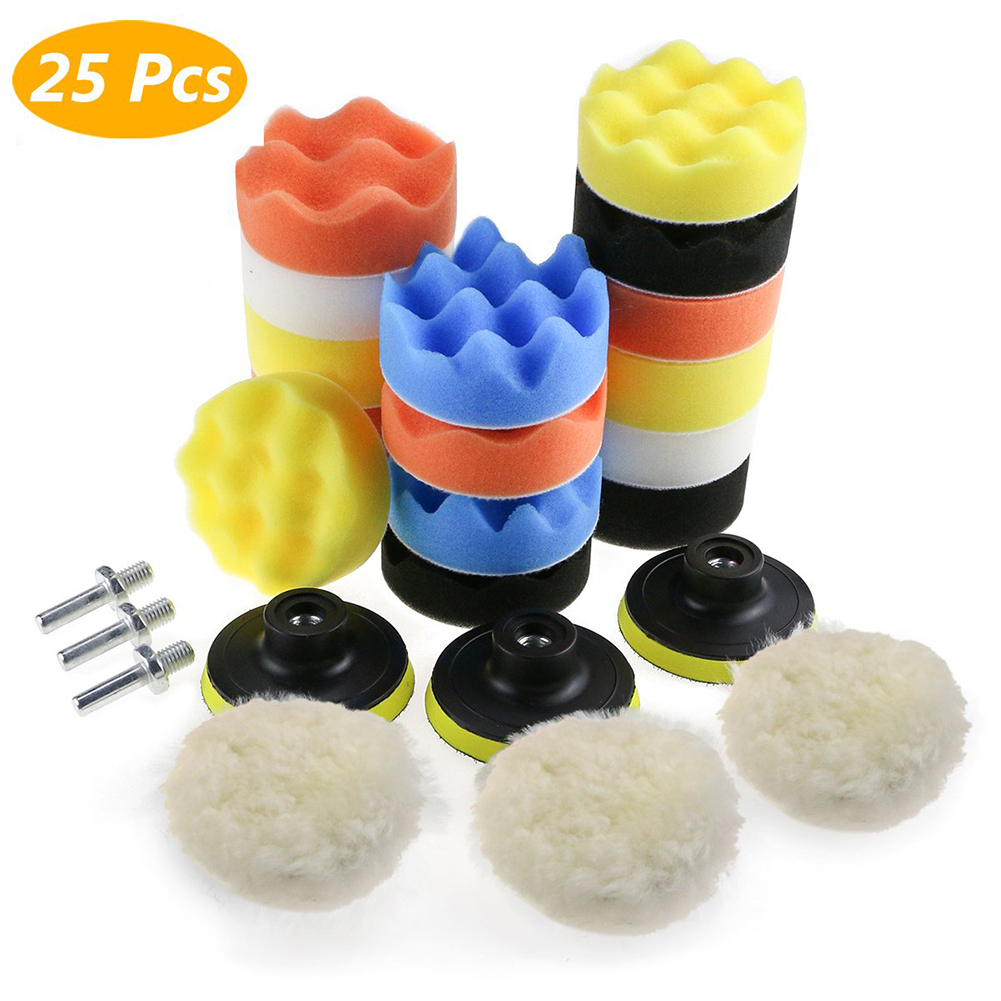 25PCS 3 Inch Car Polishing Sponge Kit Polishing Buffing Pads Woolen