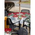 thumbnail image 4 of Outdoor Tablecloth with Umbrella Hole and Zipper, Red Snowman Christmas Square Table Cloth 60x60 Inch Waterproof Tablecloth, Snowflake Xmas Tree Green Picnic Table Cover for Patio Camping, 4 of 7