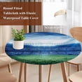 thumbnail image 3 of Football Stadium Round Tablecloth 55-60 Inch Round Fitted Table Cloth with Elastic Edge, Blue Green Sport Modern Art Waterproof Table Cover Protector for Outdoor Picnic Party Dining, 3 of 9