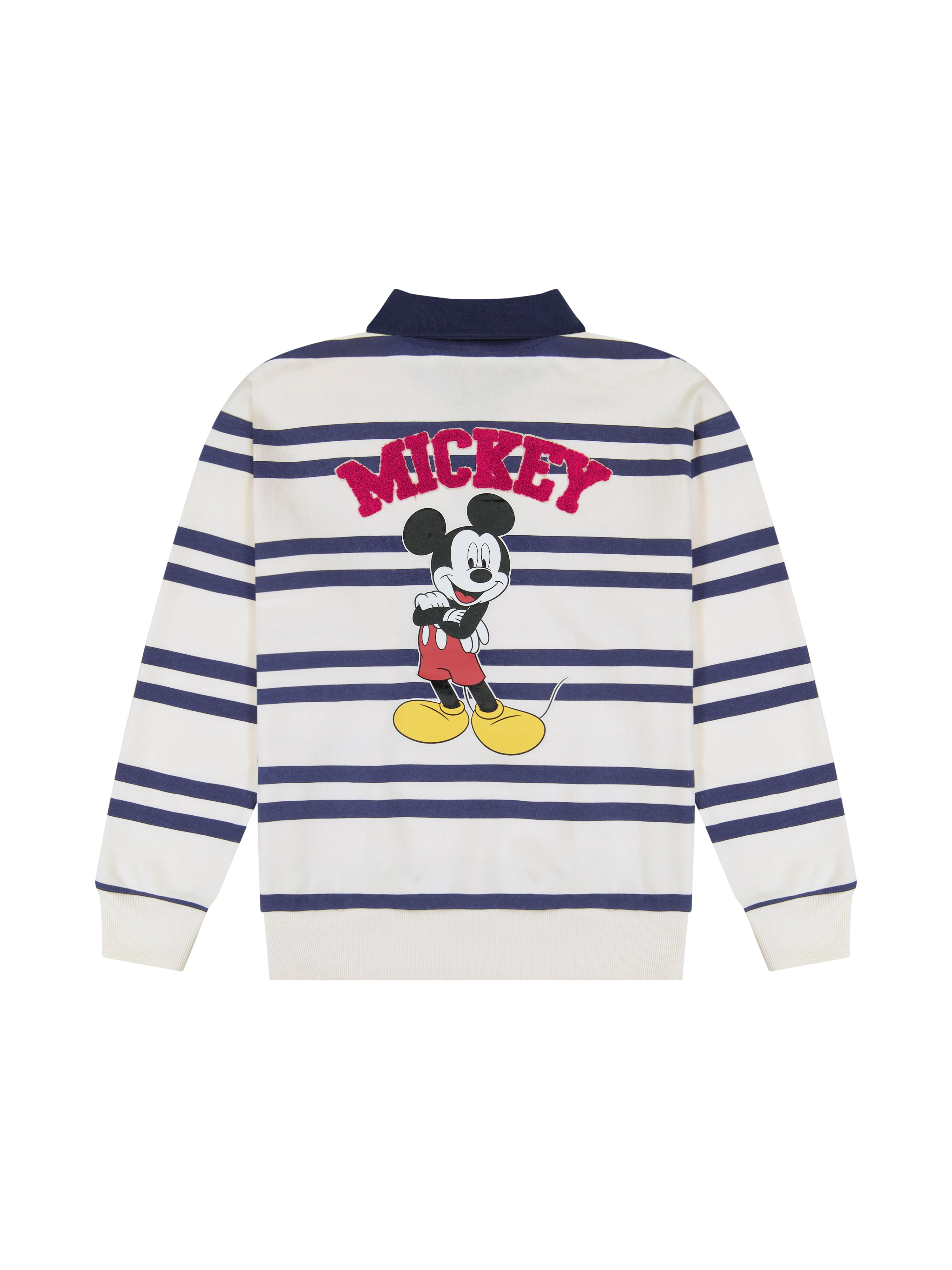 Mickey Mouse Mens Cream Long Sleeve Rugby Shirt, Sizes XS-3XL