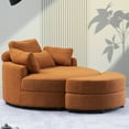thumbnail image 3 of Aukfa 51" Oversized Accent Chair with Half-moon Storage Ottoman Set for Living Room, 5 Pillows, Linen, Orange, 3 of 9