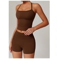thumbnail image 4 of PISONIC Women 2 Pieces Workout Sets Tank Tops and High Waist Booty Lifting Shorts Gym Sets, 4 of 5