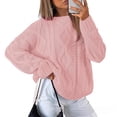 thumbnail image 3 of Suéteres de Cuello Redondo de Punto Extragrandes para Mujer Rosa L, 3 of 6