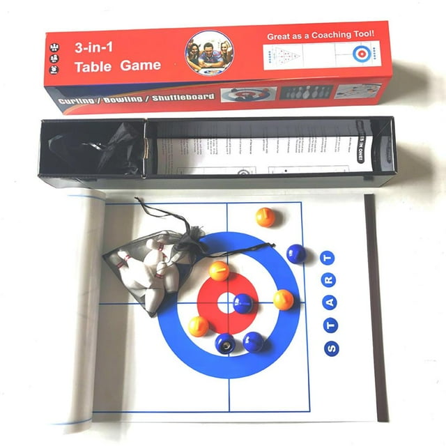 Maoww 3 in 1 Table Curling Game Bowling Shuffleboard Table Set Family Games for Home Party Educational Game Gift For Children and Adults
