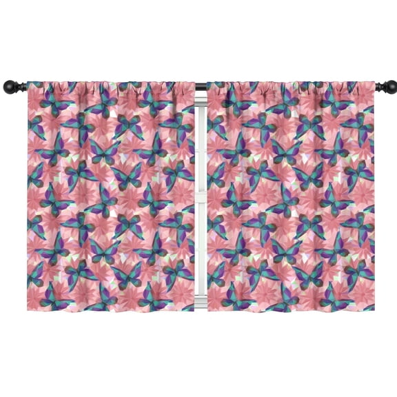 Blackout Kids Curtains,White Butterfly Red Blue Leaf Pattern Childrens Insulated Curtains Set Of 2,Bedroom Essentials,Toddler Room Decor 42"x54"