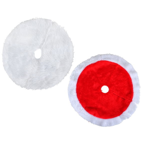 TEHAUX Soft Plush Furry Tree Skirt, Assorted Colors, 2 Pieces, Christmas Holiday Decoration Accessory