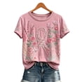 thumbnail image 5 of Mfakffe Breast Cancer Shirts for Women Breast Cancer Awareness Crew Neck Short Sleeve T-Shirt Floral Pink Ribbon Embroidery Print Casual Loose Tee, 5 of 5