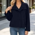 thumbnail image 5 of WIZUTIZ Women's Solid Color Button Front Jacket Turn Down Collar Long Sleeve Loose Casual, 5 of 6