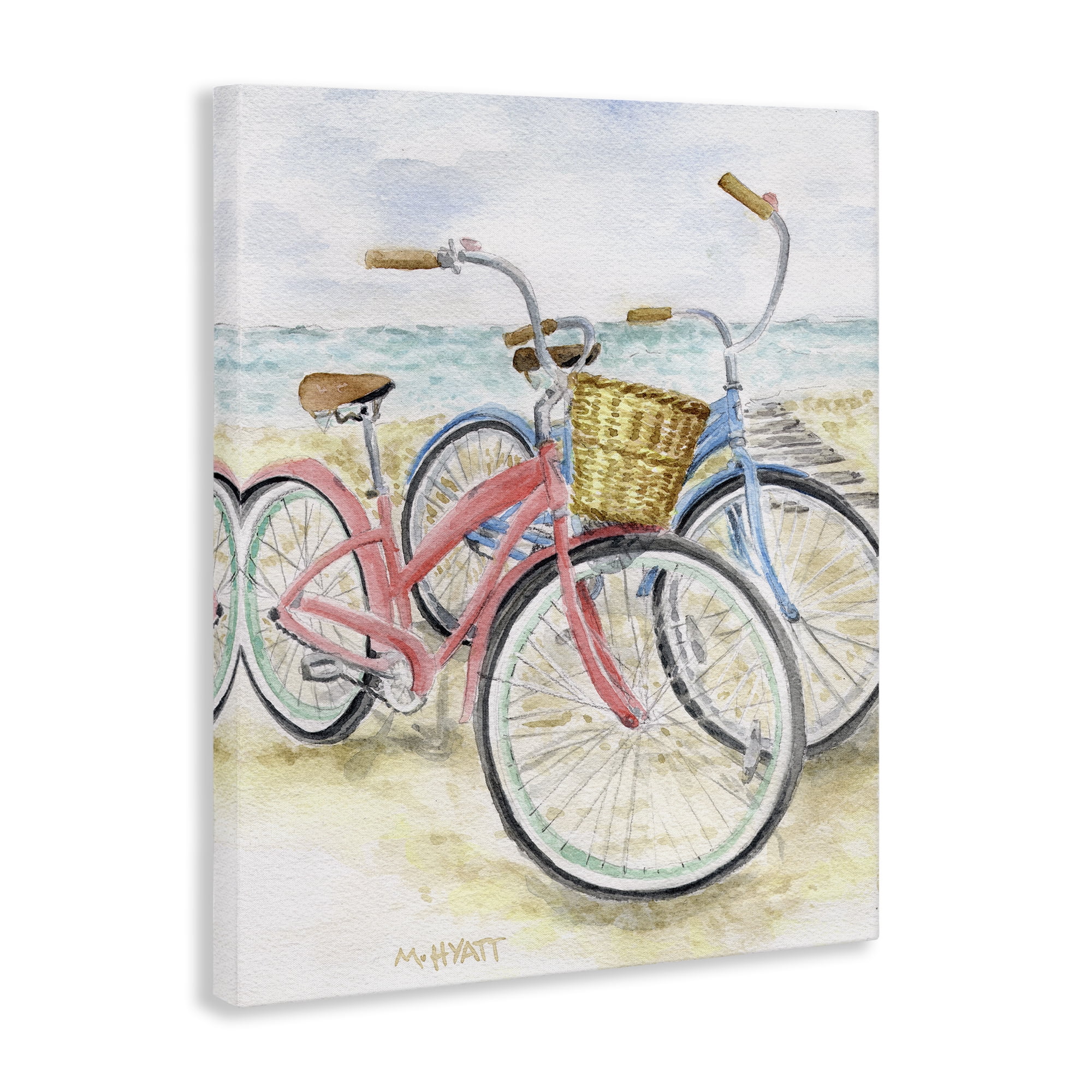 Stupell Industries Beach Bikes Parked Transportation Painting Gallery Wrapped Canvas Art Print Wall Art, 36 x 48