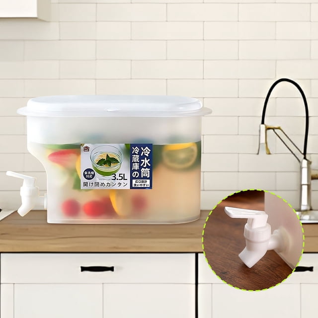 Xihbxyly Hervidor de Agua Fría para Refrigerador de 3,5 L, Resistente a Altas Temperaturas con Grifo, Ideal para Bebidas de Frutas, Cubo de Agua Helada, Picnics, Reuniones Familiares y Uso En La Ofic