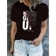 thumbnail image 1 of Camiseta para mujer con frase inspiradora "Nunca te rindas" - Cuello redondo informal, manga corta, algodón elástico, lavable a máquina - Perfecta para verano, ropa informal y para el tiempo libre., 1 of 6