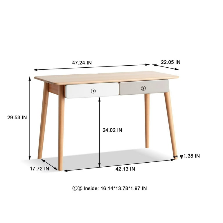 Jahof Office Desk with 2 Storage Drawers, Study Writing Working Table, –  JAHOF furniture