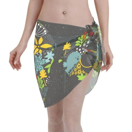 Disketp Black Head Woman With Fox Hair Women Swimsuit Cover Up Short Chiffon Summer Beach Sarong Bikini Wrap Skirt Bathing Suit