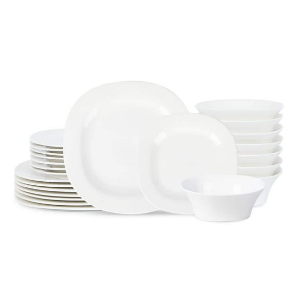 Quadro 24-Piece White Porcelain Dinnerware Set (Service for 8)