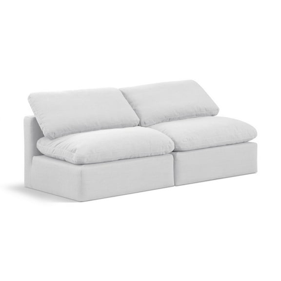 Meridian Furniture Indulge 70" Contemporary Fabric Modular Sofa in White