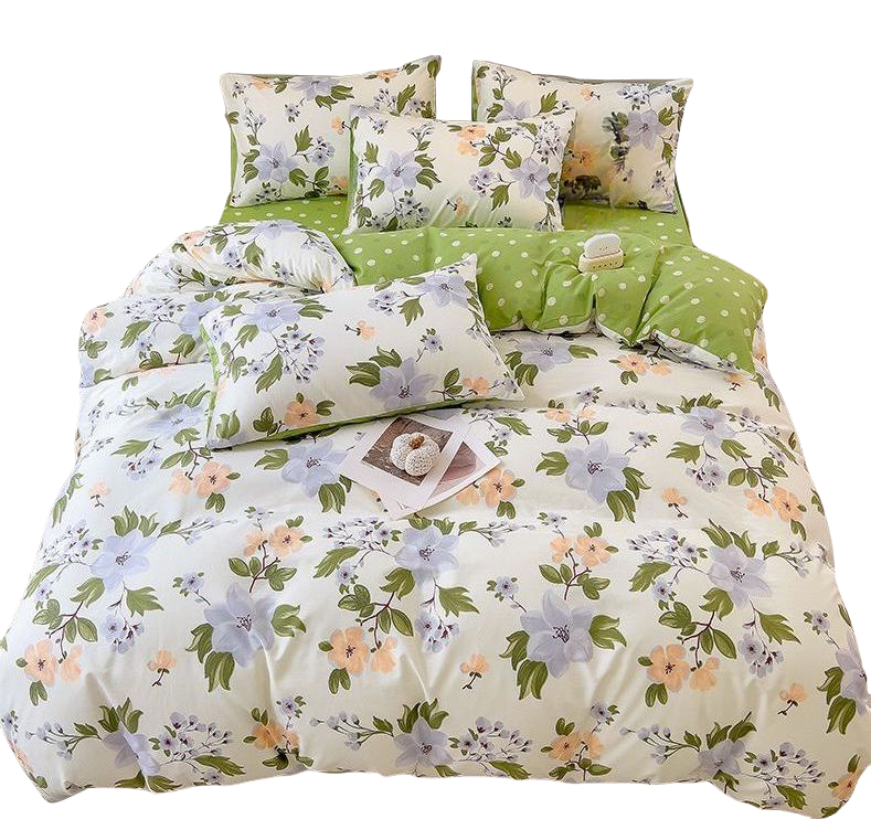 100% Cotton Duvet Cover Set 3Pcs Queen 1 Comforter Cover 2 Pillowcases Bedding Set Floral Printed Soft Breathable