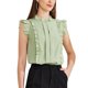 thumbnail image 4 of Camisa sin mangas con volantes para mujer INSPIRE CHIC, escote en V, con abertura, tops casuales elegantes, Verde claro S, 4 of 6