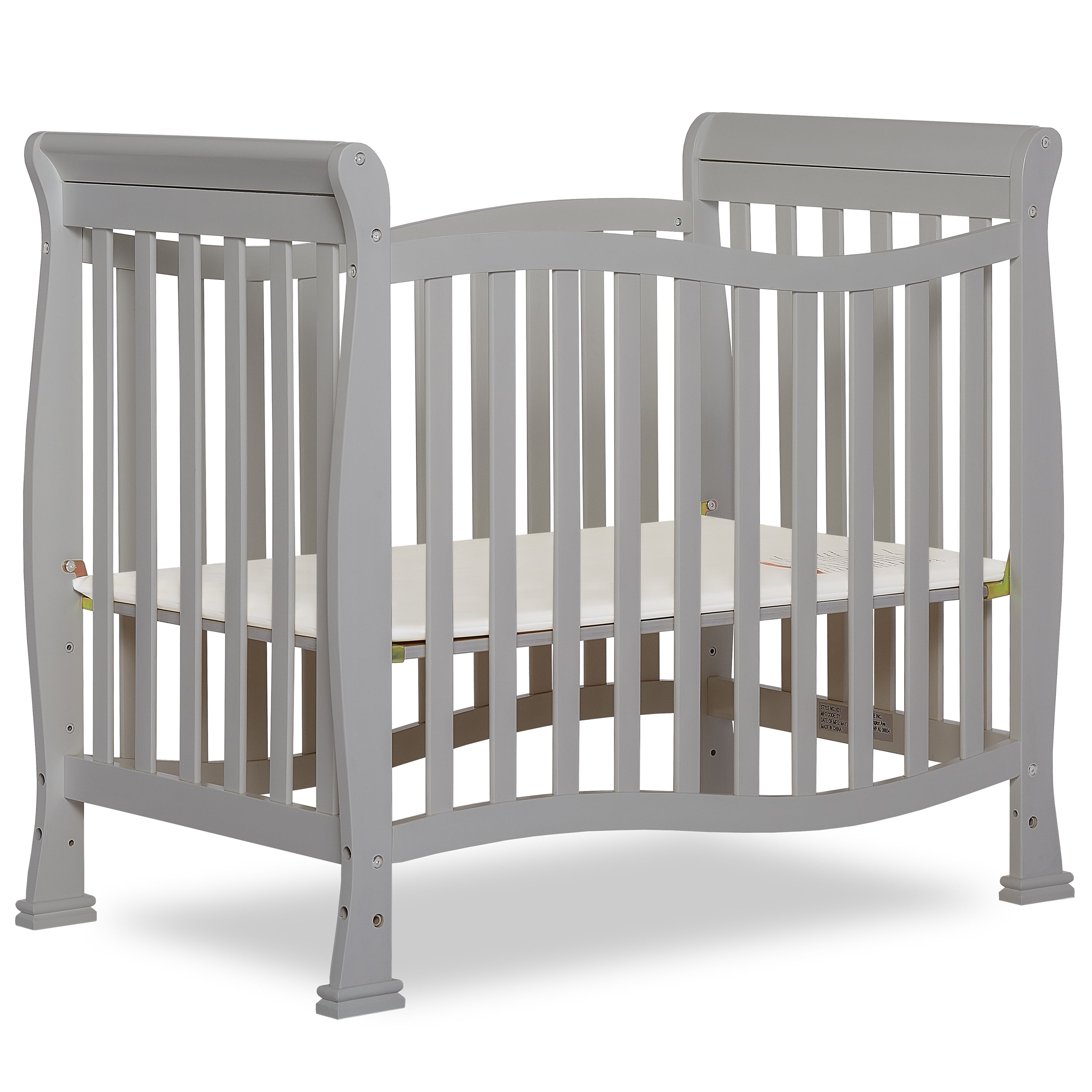 grey mini crib