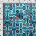 thumbnail image 3 of oneOone Cotton Cambric Teal Blue Fabric Geometric Craft Projects Decor Fabric Printed By The Yard 42 Inch Wide-ME, 3 of 6