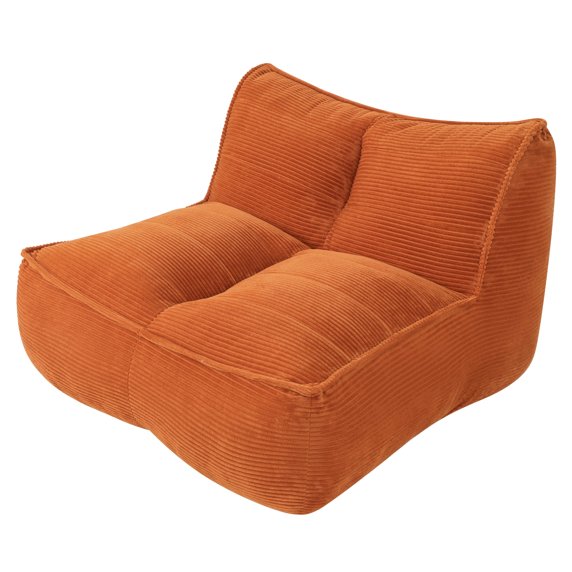 Leumius Cozy Fluffy Cloud Lazy Sofa, 2-Seater Corduroy Bean Bag Lounge Chair, Lightweight Single-Seat Couch for Living Room, Bedroom, Dorm Room, Office & Small Spaces,Orange