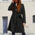 thumbnail image 2 of Winter Long Coat Double Trench Jacket With Lapel Belt And Inner For Cold Weather Outerwear Fashion winter clothing for women, 2 of 4