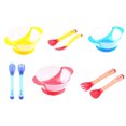 thumbnail image 2 of Utensilios para niños pequeños Cucharas de plástico para bebés Tenedores Tazón Herramienta de alimentación infantil Vajilla para niños sensibles al calor Worallymy JD713610889, 2 of 5