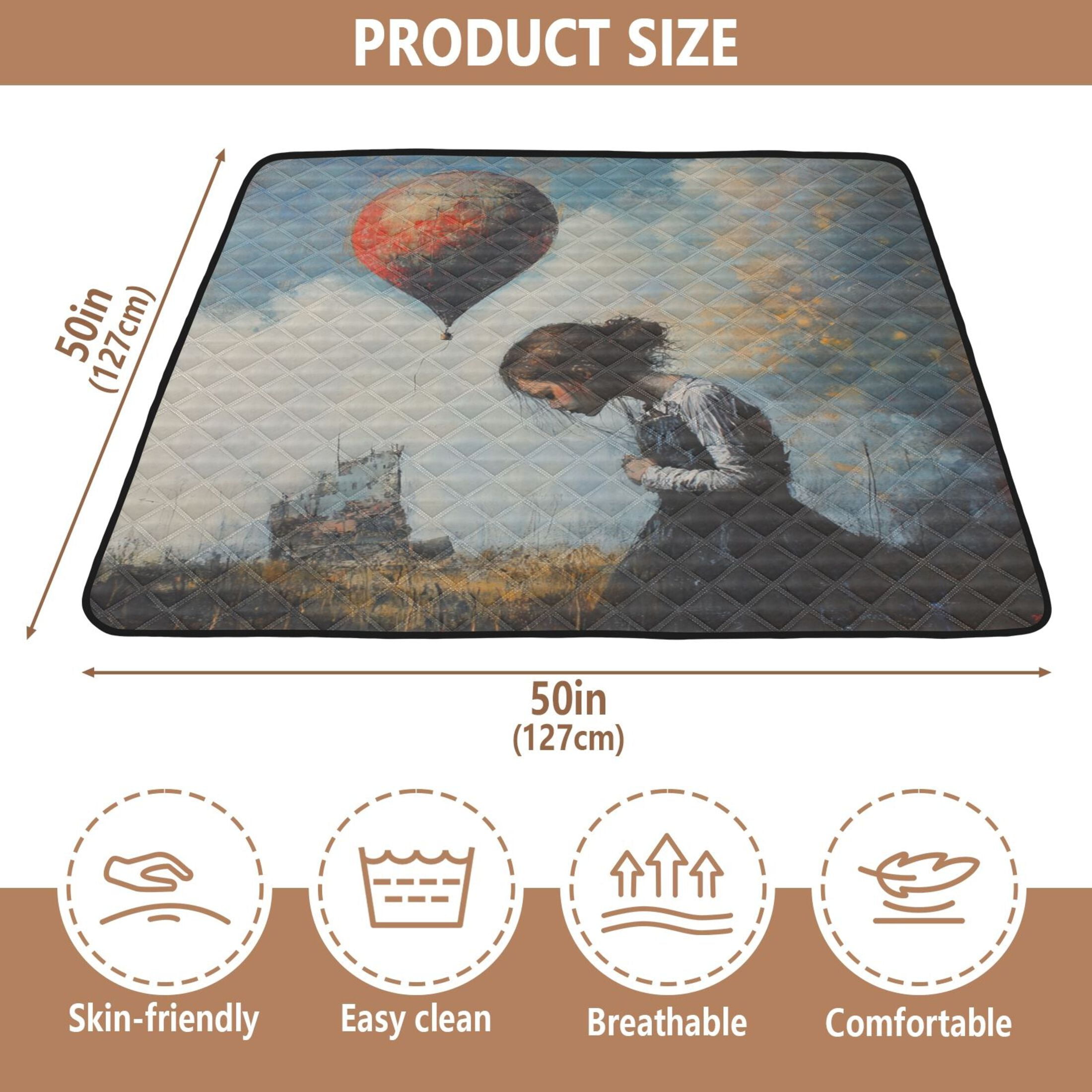 WOBOGO Down and Out Lass Baby Playmats Extra Large Waterproof Rollable Activity Pads for Toddlers 50×50inch