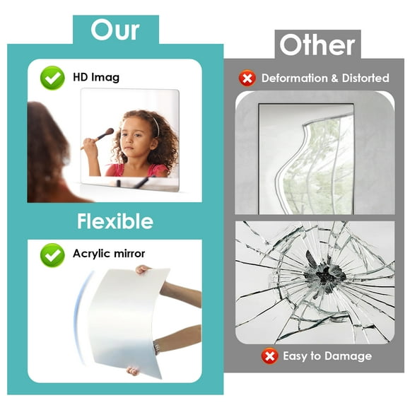 ZheElen 4piece Acrylic Made Mirror Tiles Exquisite Craft And Tear-resistant Mirror Sheets For Hotel