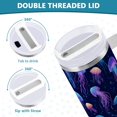 thumbnail image 3 of Yayeee 40oz Stainless Steel Tumbler with Straw and Handle Double-Wall Insulated Travel Water Bottle, Dark Blue Jellyfish Pattern, 3 of 8
