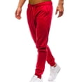 thumbnail image 4 of Frontwalk Men Solid Color Pants Casual Beam Foot Trousers Drawstring Elastic Waist Sweatpants With Pockets Red S, 4 of 7
