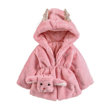

Dr.Eam Toddler Coats Sleeve Jacket Hoodie Cartoon Zip Kids Winter Clothes+Bag Up Keep Warm Coats Long Girls Coat&Jacket Outerwear Tops Boys Girls Pink 3 Y-4 Y