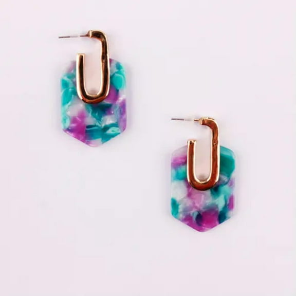 New Cut Out Acetate Acrylic Oval Geometric Statement Stud Earrings Fall Jewelry