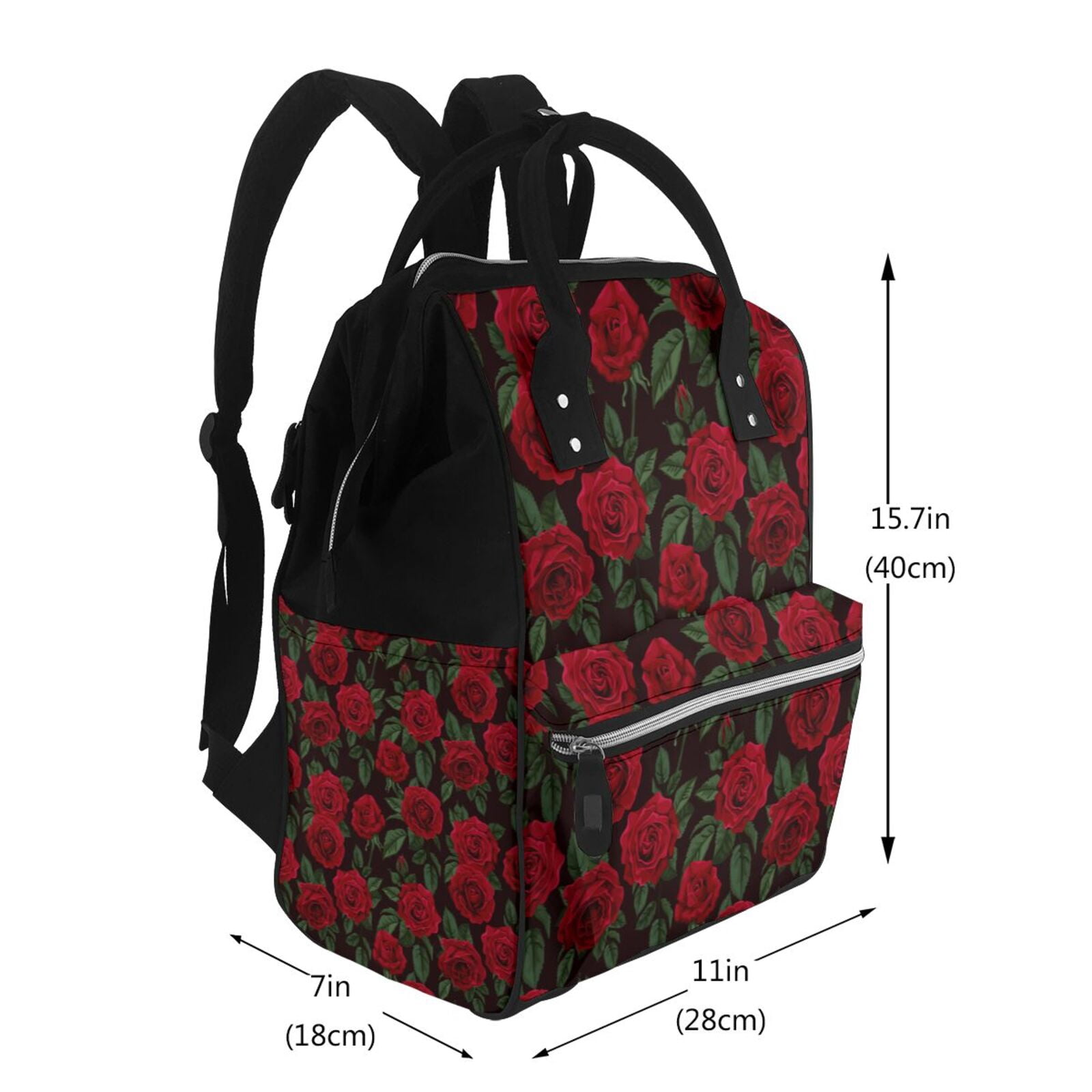 Ratiio Rose Mummy Backpack - Waterproof Twill Canvas, Large Capacity Diaper Bag with Multiple Pockets and Adjustable Straps