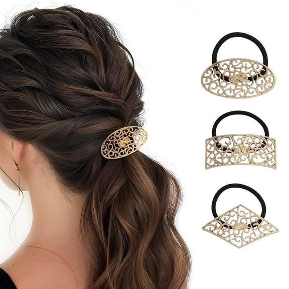 Women's Hair Bands With Glitter Metal,Ponytail Holder Elastics Scrunchies Fancy Crystal Hair Ties for Thin Thick Hair,Rhinestone Hair Accessories for Women Ladies