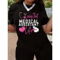 thumbnail image 1 of T-shirt Graphique Certifié Assistante Médicale, Manches Courtes Col Rond Décontracté pour l'Été et le Printemps, Vêtements pour Femmes, 1 of 8