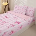 thumbnail image 3 of Manfei Dreamy Bowknot Zipper Full Size Comforter Sets with Fitted Sheet and 2 Pillowcases For Girls,Pink Ribbon Bow Kids Zipper Bedding Set,Pink Reversible,4-Piece, 3 of 7