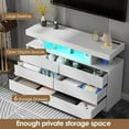 thumbnail image 3 of BEWISHOME White Dresser for Bedroom with Charging Station and LED Lights, Wood 6 Drawer Dresser TV Stand with Open Space, Modern Wide Dressers Chest of Drawers for Closet, Living Room, White KCG02W, 3 of 18