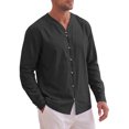 thumbnail image 4 of INSPIRE CHIC Men's Cotton Linen Shirt Long Sleeve Button Down Casual Shirts XL Black, 4 of 6