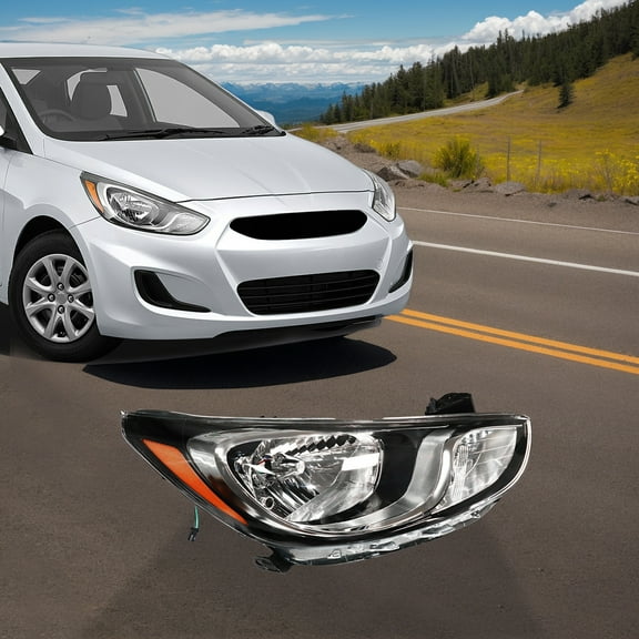 Elaborate Design Headlight Passenger Side, Right Headlight 921021R010, Halogen Right Headlight for 2012-2014 Hyundai Accent