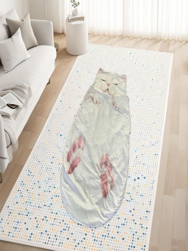 Cozy Cat-Themed Sleeping Bag for Adults - Soft Plush Envelope Design, Warm and Comfortable for Indoor Lounging and Camping, Easy to Wash and Maintain