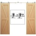 thumbnail image 3 of Sliding Barn Door Hardware Kit 5-8FT For Double Wood Door Stainless Steel Sliding Door Track-T Style Kit (NO With Door) ,Easy Install, 3 of 6