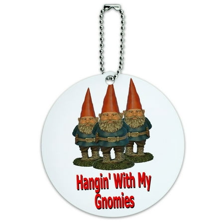 Graphics and More Hangin With My Gnomies Hanging Gnomes Round ID Card Luggage (Best Hanging Bag Luggage)