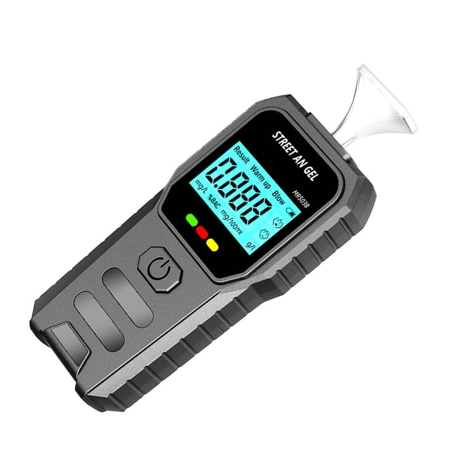 Alcohol Tester, 3 Colors Indicator 0.00-0.3mg/L 5 Reusable Mouthpieces Digital Breath Analyzer Easy To Operate for Social Events