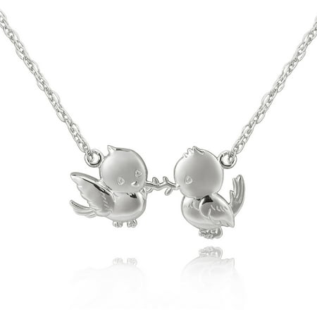 Precious Moments Sterling Silver Two Birds Necklace, 17