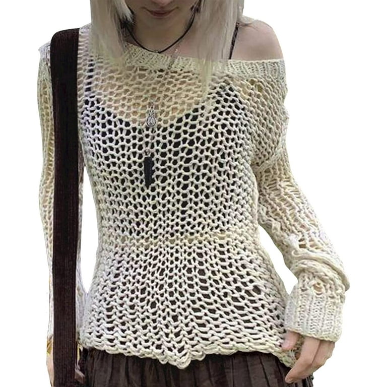 DanceeMangoos Fairy Grunge Clothes Y2k Knitted Hollow Out Pullover