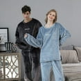 thumbnail image 2 of Flannel Pajamas Sets Winter Home Clothes For Women Men Sleepwear Couple, 2 of 7
