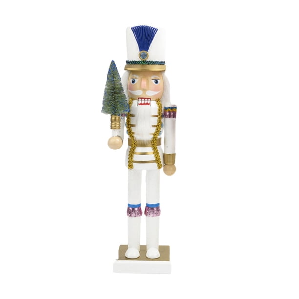 2 figuras de cascanueces de madera para decorar fiestas navideñas. Azul